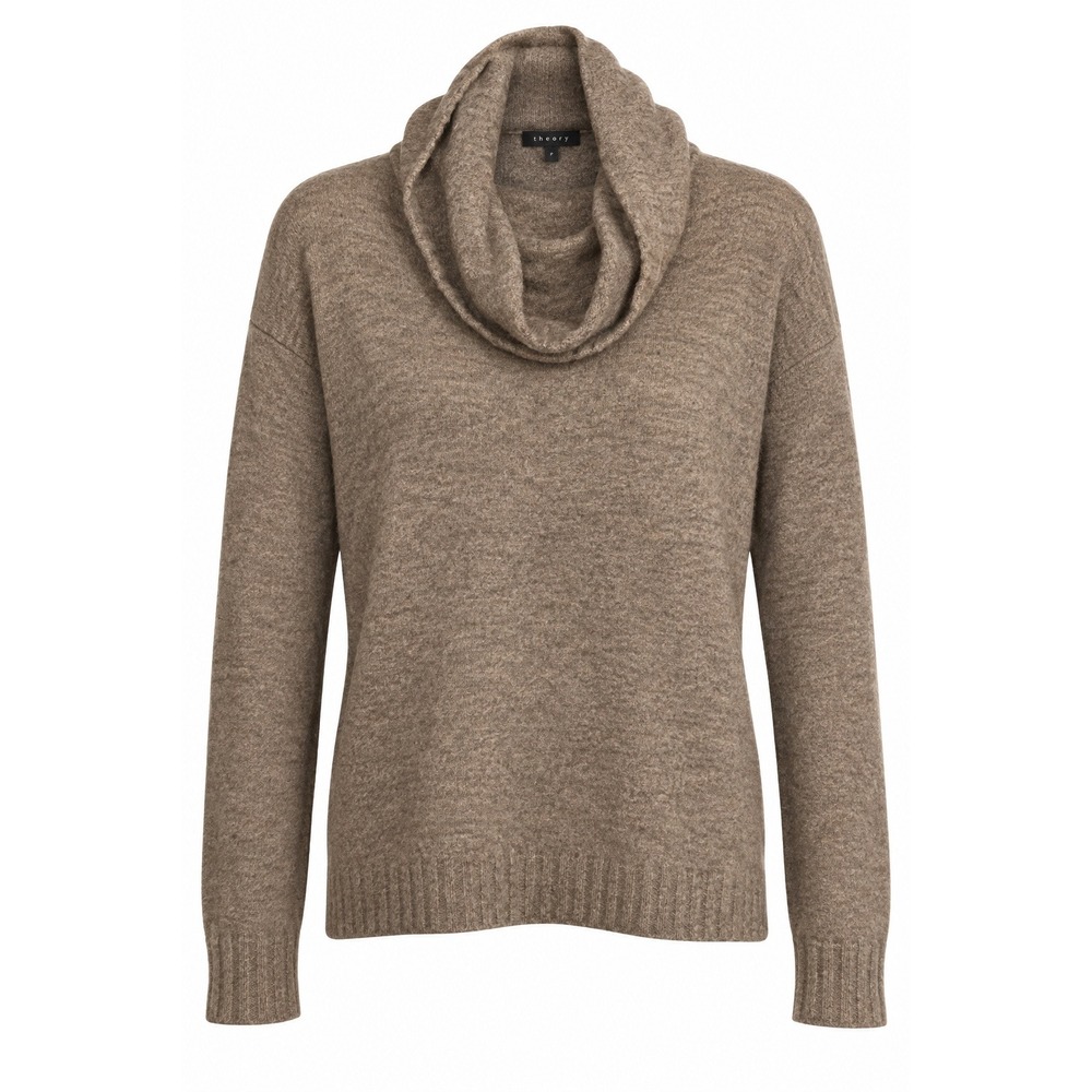 Theory Brown Yak Wool Blend Cowl Turtleneck Sweater, Petite Size 00/0